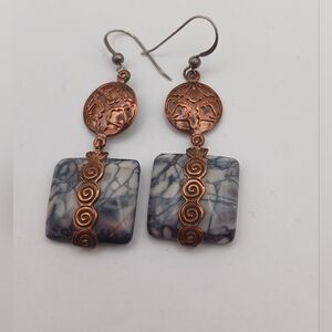 Jay King DTR Copper & Stone Dangle Earrings
